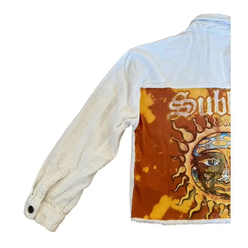 SUBLIME Punk Rock Ska 90s Upcycled Retro Vintage Corduroy Crop Jacket Size Small - Picture 8 of 12